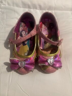 Girls Pink Glitter Princess High Chunky Heel Shoes